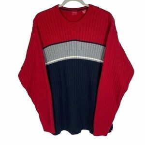 Arrow Ribbed Crewneck Sweater Men's XL Red‎ Gray Black Pullover Long Sleeve